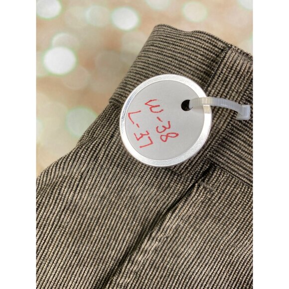 Linea Naturale Mens 38x37 Flat Front Corduroy Pants Brown Raw Hem - Picture 7 of 10